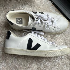 White & Black Leather Vejas
